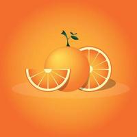 naranja, fruta, jugo, media naranja y una rodaja de naranja se pueden usar para diversos fines, como un logotipo o un complemento de diseño, etc. vector