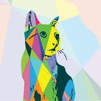 cat that has been sketched and then made a low poly detail vector