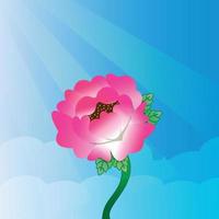 beautiful pink flowers with sunshine, flowers like above the heights vector