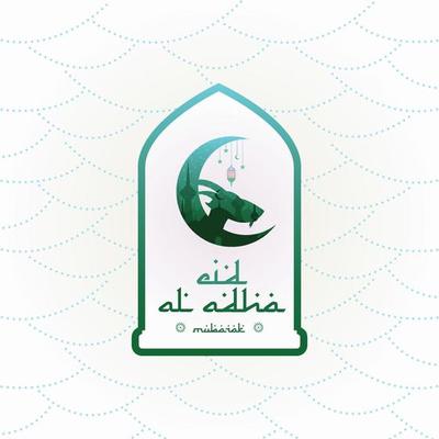 Eid al-Adha with Goat Head, islamic frame, Mosque, moon stars and lanterns. suitable for banners, posters, brochures, sales brochure templates set