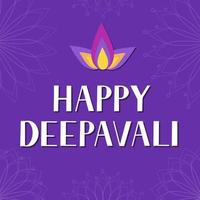 Happy Deepavali lettering isolated on white. Traditional Indian festival of lights Diwali typography poster. Easy to edit vector template for banner, flyer, sticker, postcard, greeting card.