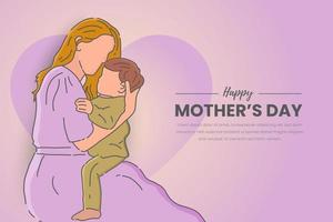 Hand drawn mother and son Background vector illustration