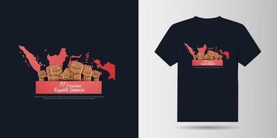 17 august Indonesia independence day with proclamation figure illustration tshirt design