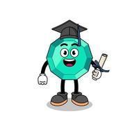 emerald gemstone mascot with graduation pose vector