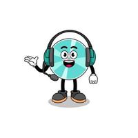 Mascot Illustration of optical disc as a customer services vector
