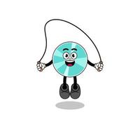 optical disc mascot cartoon is playing skipping rope vector