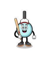 magnifying glass mascot cartoon as a baseball player vector