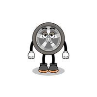 pareja de dibujos animados de rueda de coche con pose tímida vector