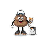 Character mascot of poop as a painter vector