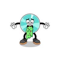optical disc mascot cartoon vomiting vector