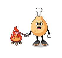 Illustration of fried chicken burning a marshmallow vector