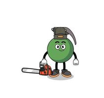 grenade illustration cartoon as a lumberjack vector