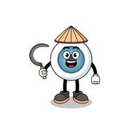 Illustration of eyeball as an asian farmer vector