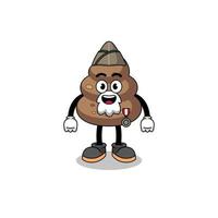 Character cartoon of poop as a veteran vector