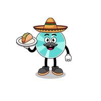 Character cartoon of optical disc as a mexican chef vector