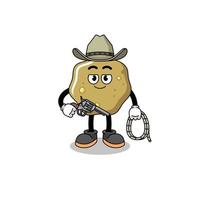 Character mascot of loose stools as a cowboy vector