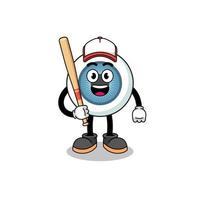 caricatura de la mascota del globo ocular como jugador de béisbol vector