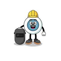 Mascot of eyeball as a welder vector