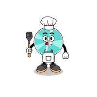 Mascot Illustration of optical disc chef vector