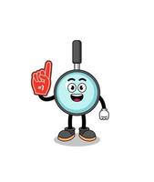 Cartoon mascot of magnifying glass number 1 fans vector