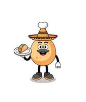 Character cartoon of fried chicken as a mexican chef vector