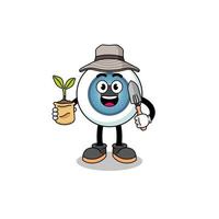 Illustration of eyeball cartoon holding a plant seed vector