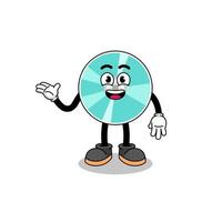 optical disc cartoon with welcome pose vector