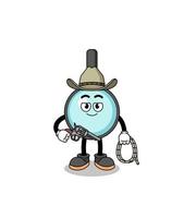 Character mascot of magnifying glass as a cowboy vector