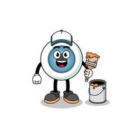 Character mascot of eyeball as a painter vector