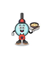 Illustration of magnifying glass as an asian chef vector