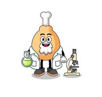 Mascot of fried chicken as a scientist vector