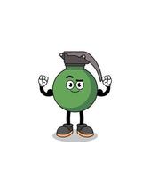 Mascot cartoon of grenade posing with muscle vector
