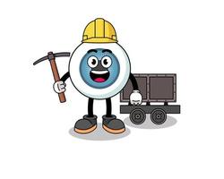 Mascot Illustration of eyeball miner vector