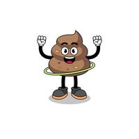 Character Illustration of poop playing hula hoop vector