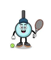 magnifying glass illustration as a tennis player vector