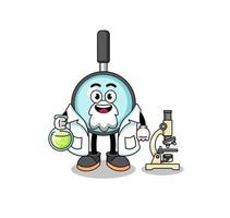 Mascot of magnifying glass as a scientist