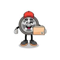 car wheel mascot cartoon as an courier vector