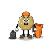 Illustration of loose stools cartoon as a garbage collector vector