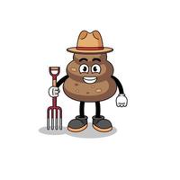 Cartoon mascot of poop farmer vector