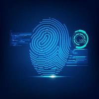 huella dactilar biometrica azul vector
