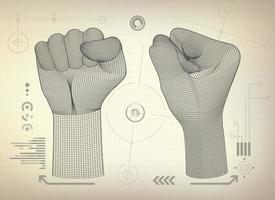 wireframe fist diagram vector