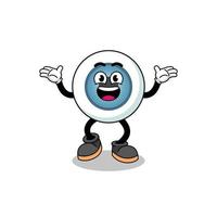 eyeball cartoon searching with happy gesture vector