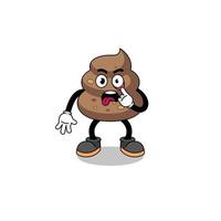 Character Illustration of poop with tongue sticking out vector