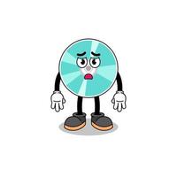 optical disc cartoon illustration with sad face vector