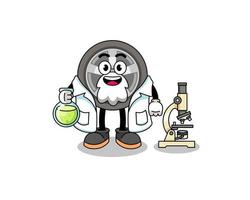Mascot of car wheel as a scientist vector
