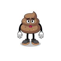 poop cartoon illustration with sad face vector