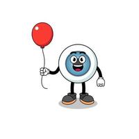 Cartoon of eyeball holding a balloon vector