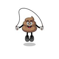 poop mascot cartoon is playing skipping rope vector