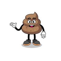 poop cartoon with welcome pose vector