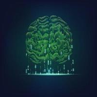 cerebro binario verde vector